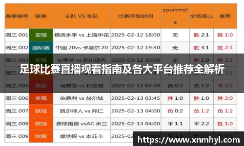 足球比赛直播观看指南及各大平台推荐全解析